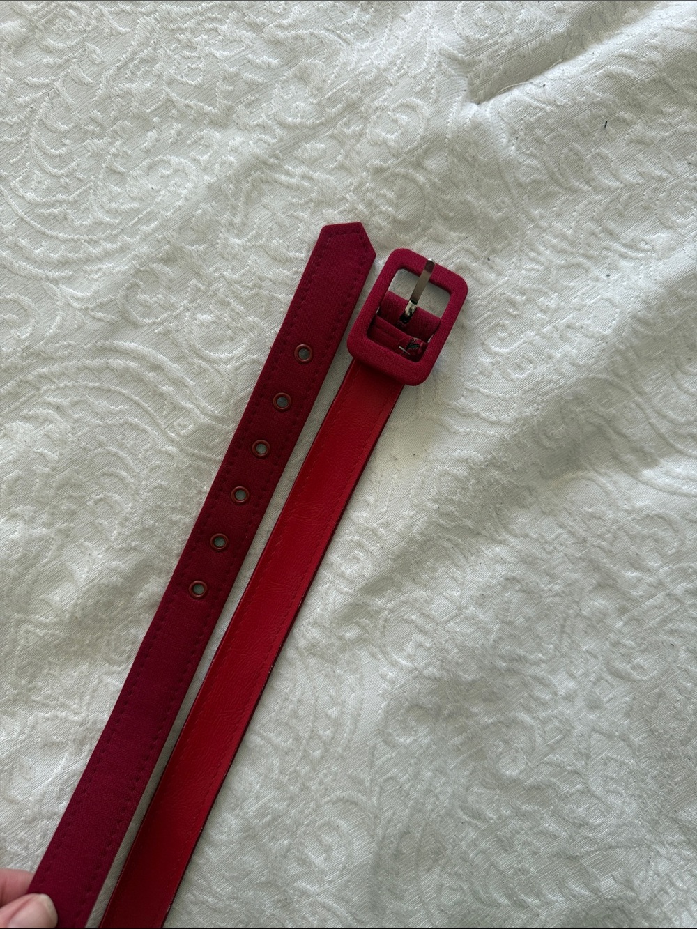 Vixen by Micheline Pitt Crimson Red Belt with Square Buckle - Picture 3 of 3